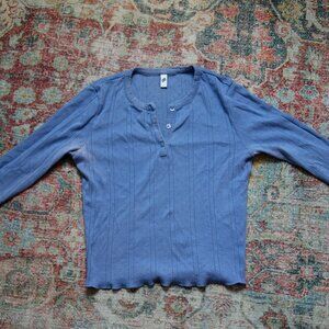 Pointelle Crop Half-Sleeve Shirt